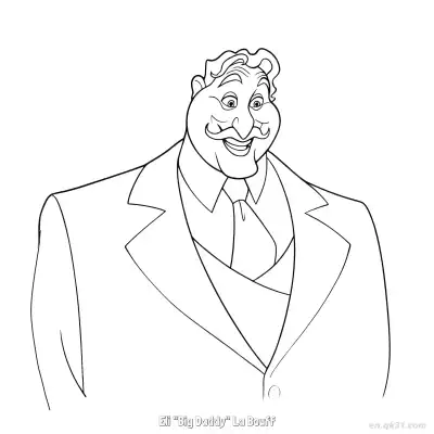 Free printable Eli "Big Daddy" La Bouff 2 Coloring Page - Free Printable Disney The Princess And The Frog PDFS Coloring Sheets coloring page