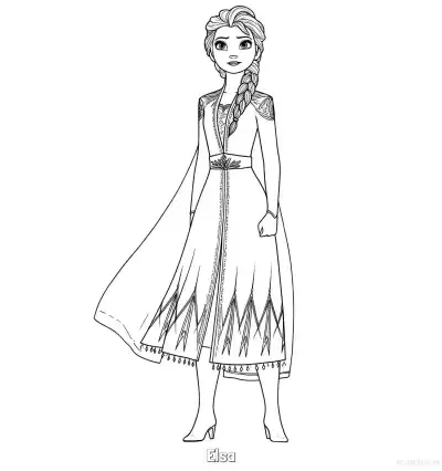 Free printable Elsa Modern Geometric Hemline Coloring Page coloring page