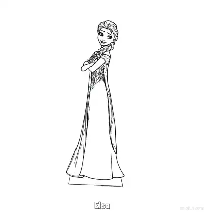 Free printable Elsa Arms Crossed Elegant Standing Coloring Page coloring page