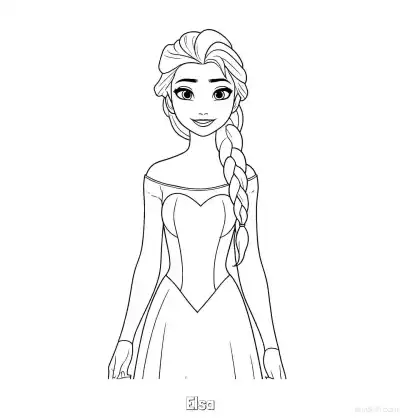 Free printable Elsa Classic Sweetheart Bodice Coloring Page coloring page
