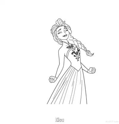 Free printable Elsa Eyes Closed Enjoying Breeze Coloring Page coloring page
