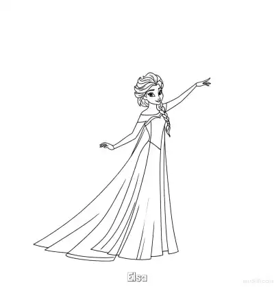 Free printable Elsa Gesturing Frozen Powers Full Body Coloring Page coloring page