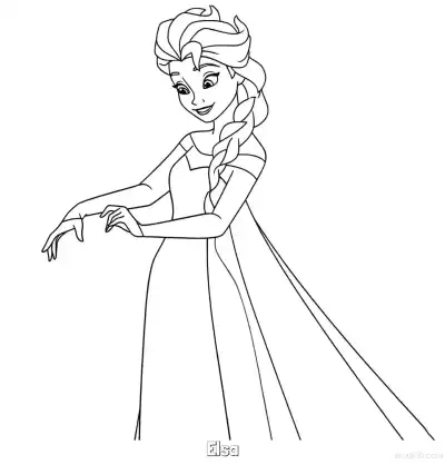 Free printable Elsa Casting Magic Hand Gesture Coloring Page coloring page