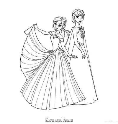 Free printable Anna Lifting Skirt with Elsa Coloring Page coloring page