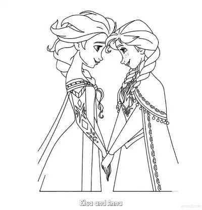 Free printable Elsa and Anna Tender Gaze Coloring Page coloring page