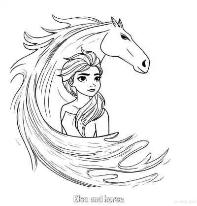 Free printable Elsa and the Horse Nokk Coloring Page coloring page