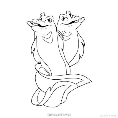 Free printable Flotsam and Jetsam  Coloring Page - Free Printable Disney The Little Mermaid PDFS Coloring Sheets coloring page