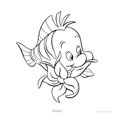 Free printable Flounder 5 Coloring Page - Free Printable Disney The Little Mermaid PDFS Coloring Sheets coloring page