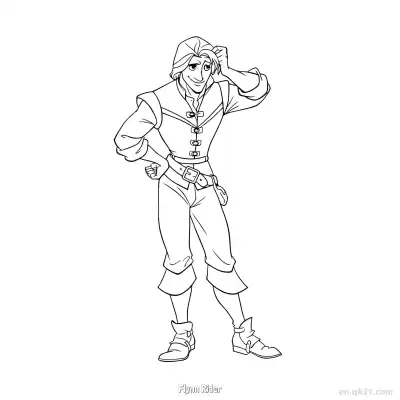 Free printable Flynn Rider Shyly Scratching Head Coloring Page coloring page