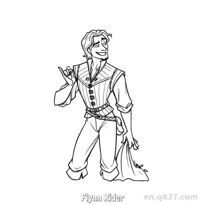 Free printable Flynn Rider Holding a Money Bag Smiling Coloring Page coloring page
