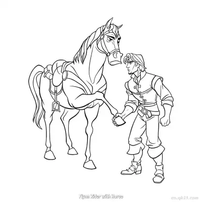 Free printable Flynn Rider and Maximus Shaking Hands Coloring Page coloring page