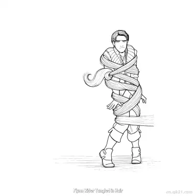 Free printable Flynn Rider Tangled in Rapunzel's Hair Coloring Page coloring page