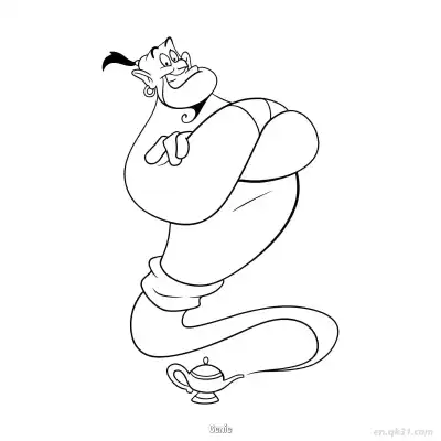 Free printable Genie Standing with Arms Crossed Coloring Page coloring page