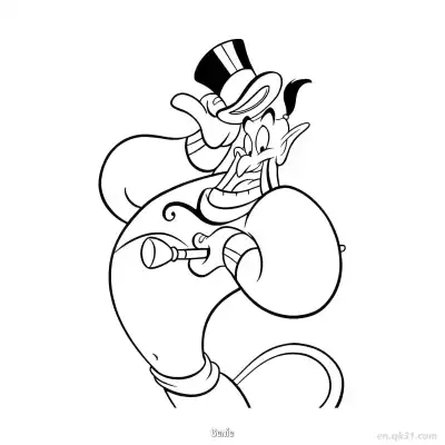 Free printable Genie the Magician Top Hat Coloring Page coloring page