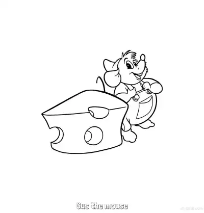 Free printable Gus the Mouse Holding Big Cheese Coloring Page coloring page