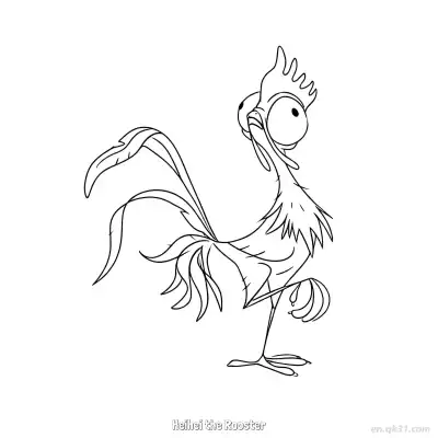 Free printable Heihei the Rooster Standing on One Leg Coloring Page coloring page