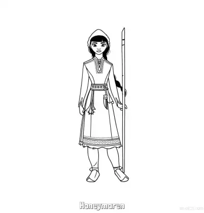 Free printable Honeymaren Minimalist Cloak Full Body Coloring Page coloring page
