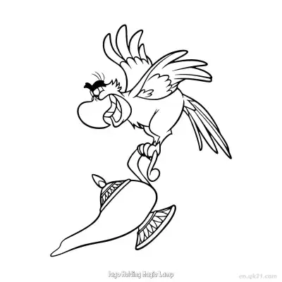 Free printable Iago Holding Magic Lamp in Flight Coloring Page coloring page