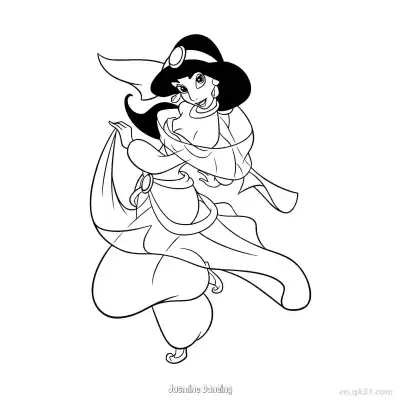 Free printable Jasmine Dancing Elegantly Coloring Page coloring page