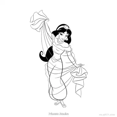 Free printable Princess Jasmine 12 Coloring Page - Free Printable Disney Aladdin PDFS Coloring Sheets coloring page