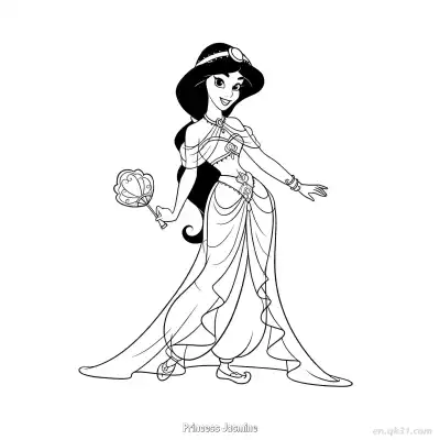Free printable Princess Jasmine 3 Coloring Page - Free Printable Disney Aladdin PDFS Coloring Sheets coloring page