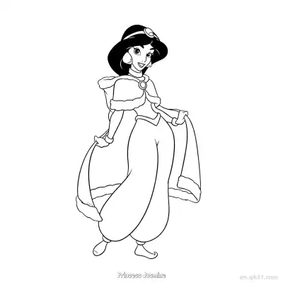 Free printable Princess Jasmine 4 Coloring Page - Free Printable Disney Aladdin PDFS Coloring Sheets coloring page
