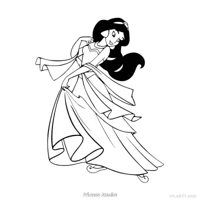 Free printable Princess Jasmine 5 Coloring Page - Free Printable Disney Aladdin PDFS Coloring Sheets coloring page