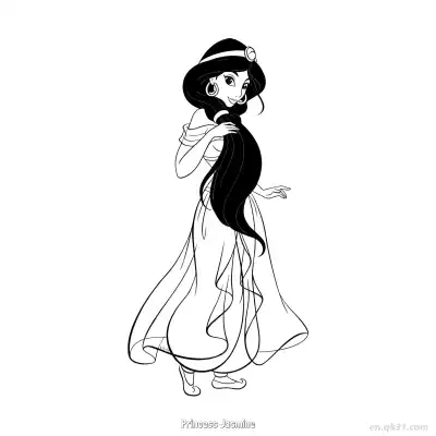 Free printable Princess Jasmine 6 Coloring Page - Free Printable Disney Aladdin PDFS Coloring Sheets coloring page