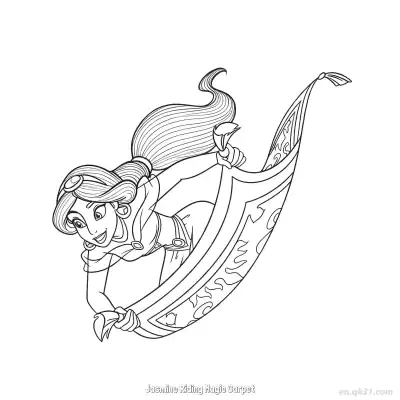 Free printable Jasmine Lying on Magic Carpet Adventure Coloring Page coloring page