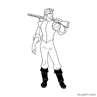 Free printable John Smith with Explorer Rifle coloring page
