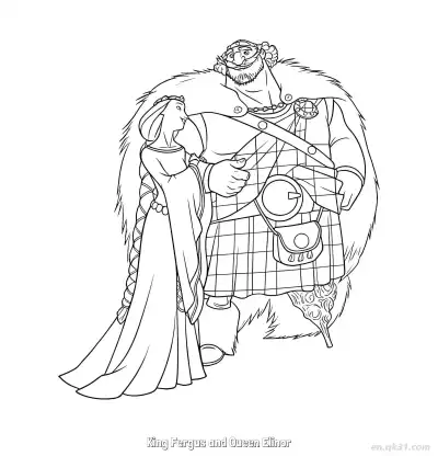 Free printable King Fergus and Queen Elinor Brave Princess Coloring Pages coloring page