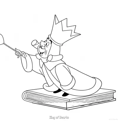Free printable King of Hearts 1 Coloring Page - Free Printable Alice in Wonderland PDFS Coloring Sheets coloring page