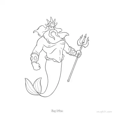 Free printable King Triton 5 Coloring Page - Free Printable Disney The Little Mermaid PDFS Coloring Sheets coloring page