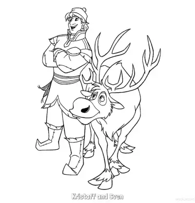 Free printable Kristoff and Sven Best Buddy Coloring Page coloring page