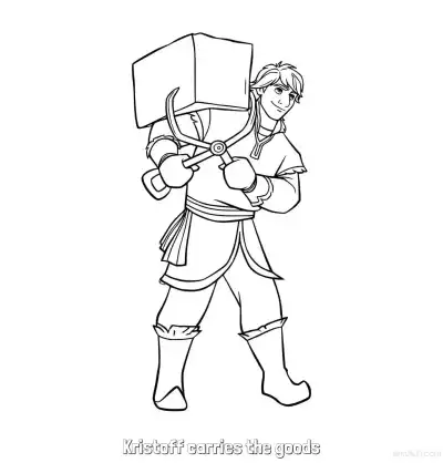 Free printable Kristoff Carrying Supplies Coloring Page coloring page