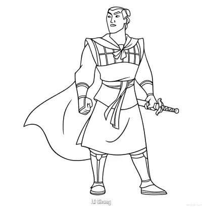 Free printable Li Shang  Coloring Page - Free Printable Mulan PDFS Coloring Sheets coloring page