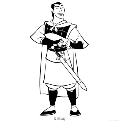 Free printable Li Shang 1 Coloring Page - Free Printable Mulan PDFS Coloring Sheets coloring page