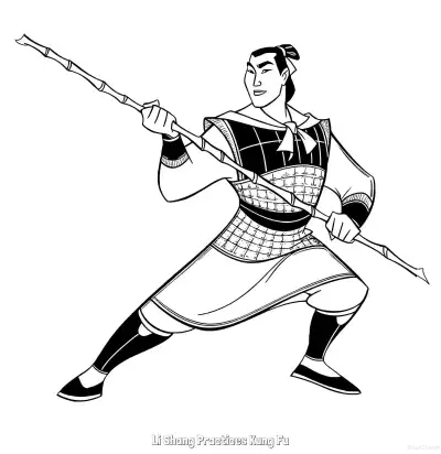 Free printable Li Shang Practices Kung Fu  Coloring Page - Free Printable Mulan PDFS Coloring Sheets coloring page