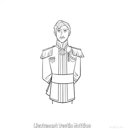 Free printable Lieutenant Destin Mattias Formal Uniform Coloring Page coloring page