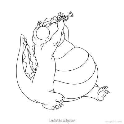 Free printable Louis the Alligator 1 Coloring Page - Free Printable Disney The Princess And The Frog PDFS Coloring Sheets coloring page