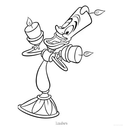 Free printable Lumiere the Candelabra Elegant Coloring Page coloring page