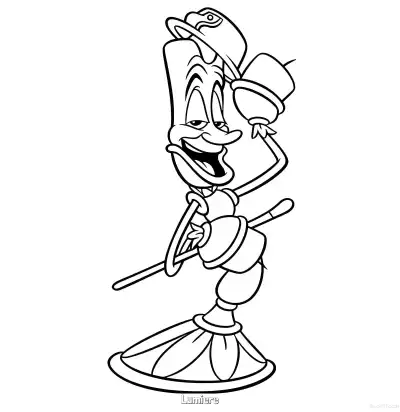 Free printable Lumiere Tipping Hat Coloring Page coloring page