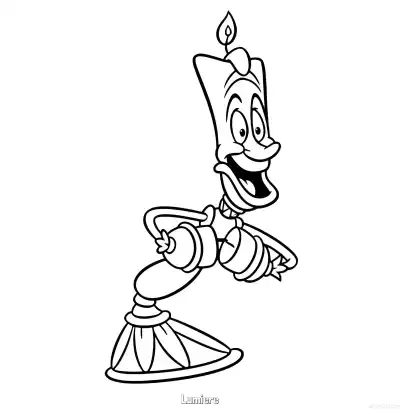 Free printable Lumiere Standing Playfully Coloring Page coloring page
