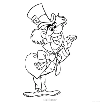 Free printable Mad Hatter  Coloring Page - Free Printable Alice in Wonderland PDFS Coloring Sheets coloring page