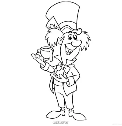 Free printable Mad Hatter 2 Coloring Page - Free Printable Alice in Wonderland PDFS Coloring Sheets coloring page
