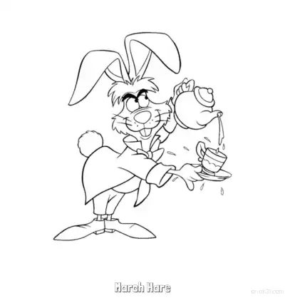Free printable March Hare  Coloring Page - Free Printable Alice in Wonderland PDFS Coloring Sheets coloring page