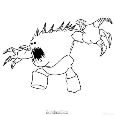 Free printable Marshmallow Monster Roaring Coloring Page coloring page
