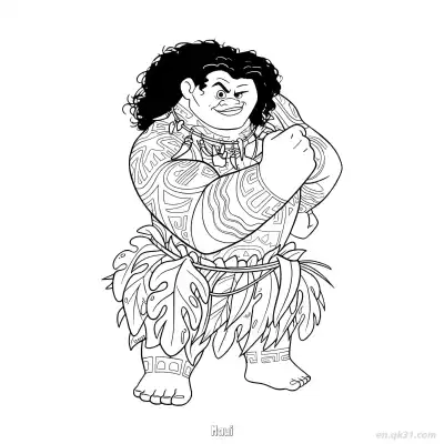 Free printable Maui Showing Tattoos and Smiling Coloring Page coloring page