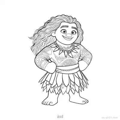 Free printable Maui Laughing with Hands on Hips Coloring Page coloring page