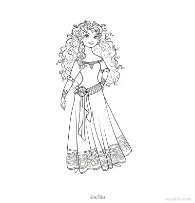 Free printable Brave Movie Coloring Pages Merida with Bow coloring page